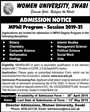 Admission notice for Women University Swabi