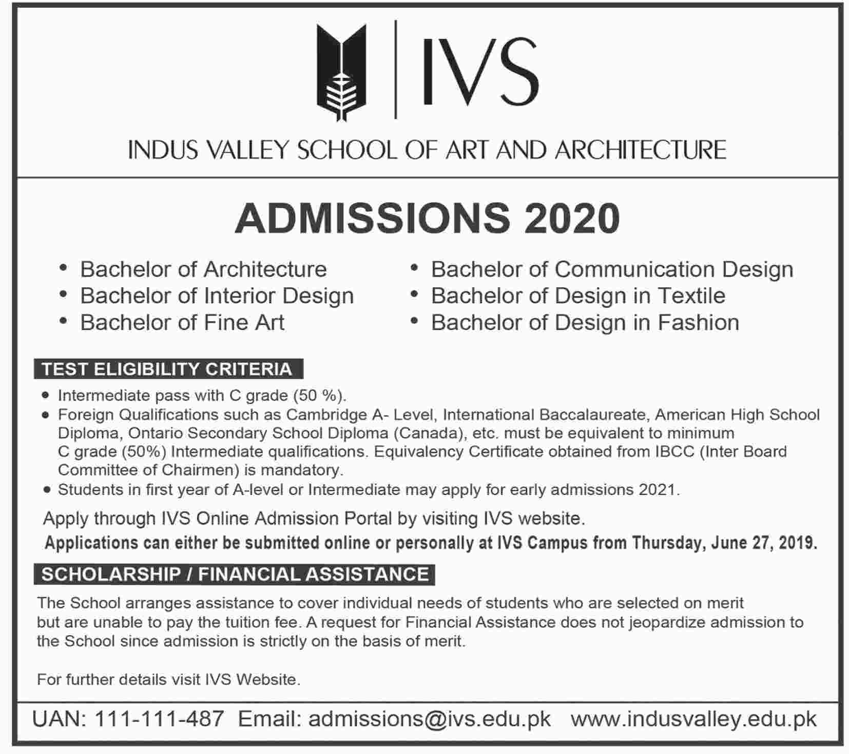 admission-in-indus-valley-school-of-art-and-architecture-karachi-24-jun-2019