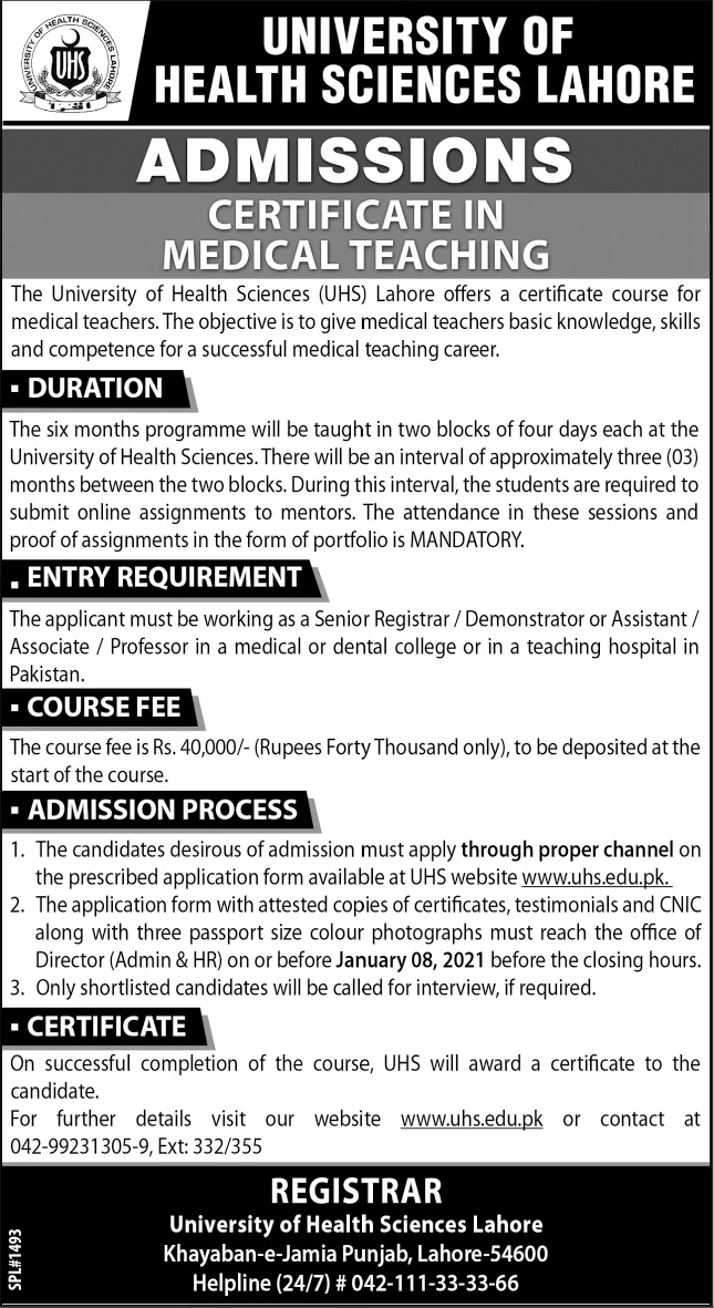 University of Lahore on X: Admissions OPEN Fall 2021 The faculty of Allied  Health Sciences at the University of Lahore is home to instructing and  research in Medical, Allied Health, and Exercise