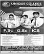 Admission notice for Unique Group of Institutions Lahore