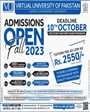 Admission notice for Virtual University Campus (North Nazimabad) Karachi