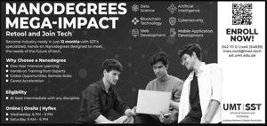 Admission notice for University Of Management And Technology Umt Lahore