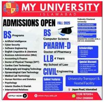 Admission notice for Muslim Youth University | MY University