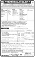 Admission notice for Shaheed Mohtarma Benazir Bhutto Medical University SMBBMU Larkana