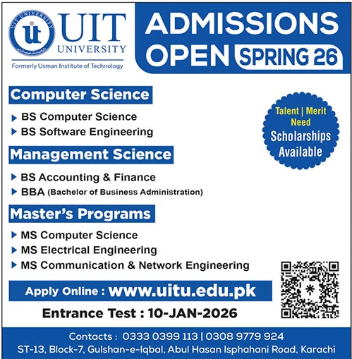 Usman Institute of Technology Karachi UIT University Karachi Admission ...