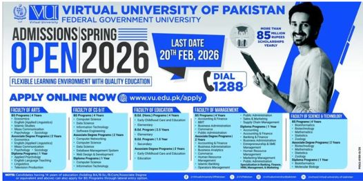 Admission notice for Virtual University