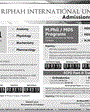 Admission notice for Riphah International University, Rawalpindi