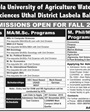 Admission notice for Lasbela University Of Agriculture, Water And Marine Sciences, Lasbela