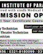 Admission notice for Rehman Institute of Nursing Karachi