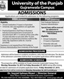 Admission notice for University of the Punjab Gujranwala (PU Gujranwala)