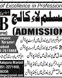 Admission notice for Jinnah Muslim College Islamabad