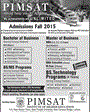 Admission notice for PIMSAT Institute of Higher Education, Lahore