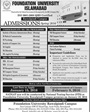 Admission notice for Foundation University Rawalpindi
