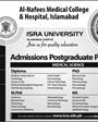 Admission notice for Al Nafees Medical College Islamabad