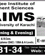 Admission notice for Sir Adamjee Institute Management Sciences Karachi