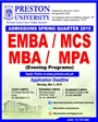 Admission notice for Preston University Kohat