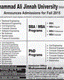 Admission notice for Mohammad Ali Jinnah University Islamabad