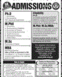 Admission notice for Pakistan Institute of Development Economics PIDE Islamabad