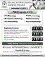 Admission notice for Islamic International Medical College - RawalPindi