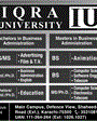 Admission notice for Iqra University Karachi
