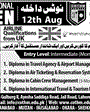 Admission notice for College of Tourism and Hotel Management COTHM Pakistan