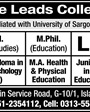 Admission notice for The Leads College Islamabad
