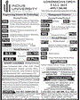 Admission notice for Indus University Karachi