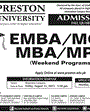 Admission notice for Preston University Karachi