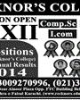 Admission notice for Recknors College of Management and Computer Science, Karachi