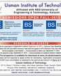 Admission notice for Usman Institute of Technology Karachi UIT University