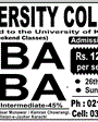 Admission notice for University College, Karachi