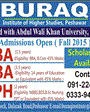 Admission notice for Buraq Institute of Higher Studies Peshawar