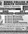 Admission notice for Kings College of Health Sciences Sahiwal