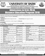 Admission notice for University of Sindh Hyderabad