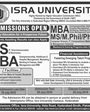 Admission notice for Isra University Hyderabad