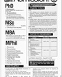 Admission notice for Pakistan Institute of Development Economics PIDE Islamabad