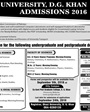 Admission notice for Ghazi Khan University