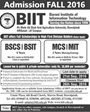 Admission notice for Barani Institute of Information Technology, Rawalpindi