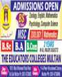 Admission notice for The Educators Group of Colleges Multan