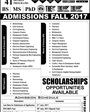 Admission notice for COMSATS Institute of Information Technology Attock