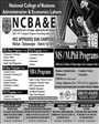 Admission notice for National College Of Business Administration and Management Sciences NCBAE Bahawalpur