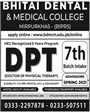 Admission notice for Bhitai Dental & Medical College Mirpurkhas