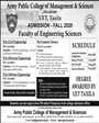Admission notice for Army Public College of Management and Sciences APCOMS Rawalpindi