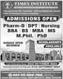 Admission notice for The Institute of Management & Emerging Sciences