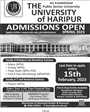 Admission notice for The University Of Haripur