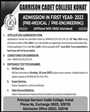 Admission notice for Garrison Cadet College Kohat