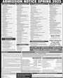 Admission notice for University Of Sargodha UOS