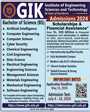 Admission notice for Ghulam Ishaq Khan Institute of Engineering Sciences & Technology, Peshawar