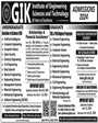 Admission notice for Ghulam Ishaq Khan Institute of Engineering Science And Technology GIKI