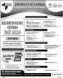 Admission notice for University Of Sahiwal (Uoswl)